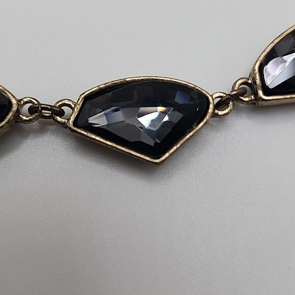 Chloe+Isabel Antiqued Goldtone & Smokey Stone Choker Necklace. - Picture 3 of 3